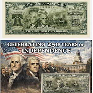 Pack of 50 – U.S. 250th Anniversary Semiquincentennial Commemorative Bills-Made In The USA! Patriotic Celebration Collectible Novelty Fun image 6