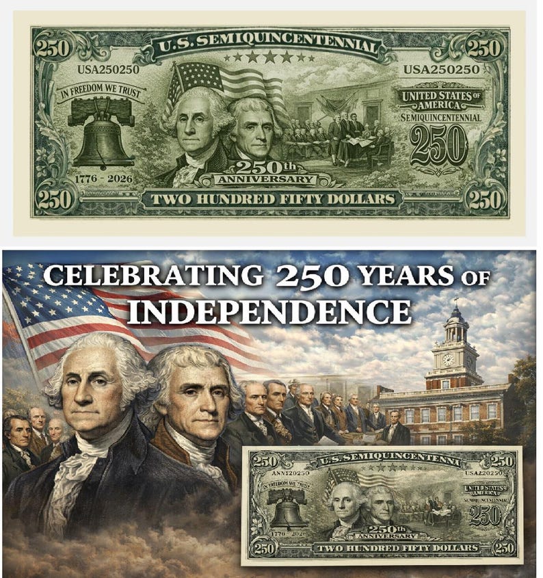 Pack of 50 – U.S. 250th Anniversary Semiquincentennial Commemorative Bills-Made In The USA! Patriotic Celebration Collectible Novelty Fun image 6