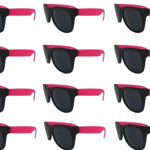 12 PINK Neon Sunglasses Bulk Pack Party Retro 1980&#39;s Style Adults Kids 7+ Women Men