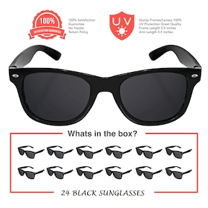 24 Wedding Sunglasses -Black  For Weddings, Parties, Schools, Bachelor/Bachelorette, Favors Bulk Pack-Exactly What Your Looking For