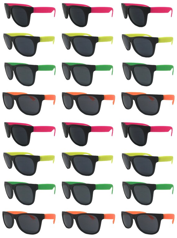 48 Pack Retro Party Sunglasses Bulk for 80s and 90s Birthday Favors (4 Neon  Colors)