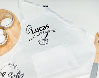 Chef in Training Kids Apron, Personalized, Child/Toddler Custom Cooking Apron, Cooking Costume, Play Kitchen Dress Up, Little Boy/ Girl Gift