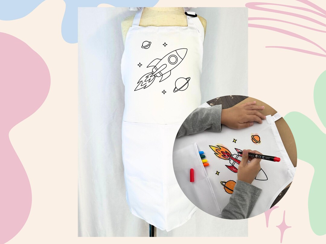 Space Theme Color Your Own Apron Kit for Kids – Fun Art Activity Set ...