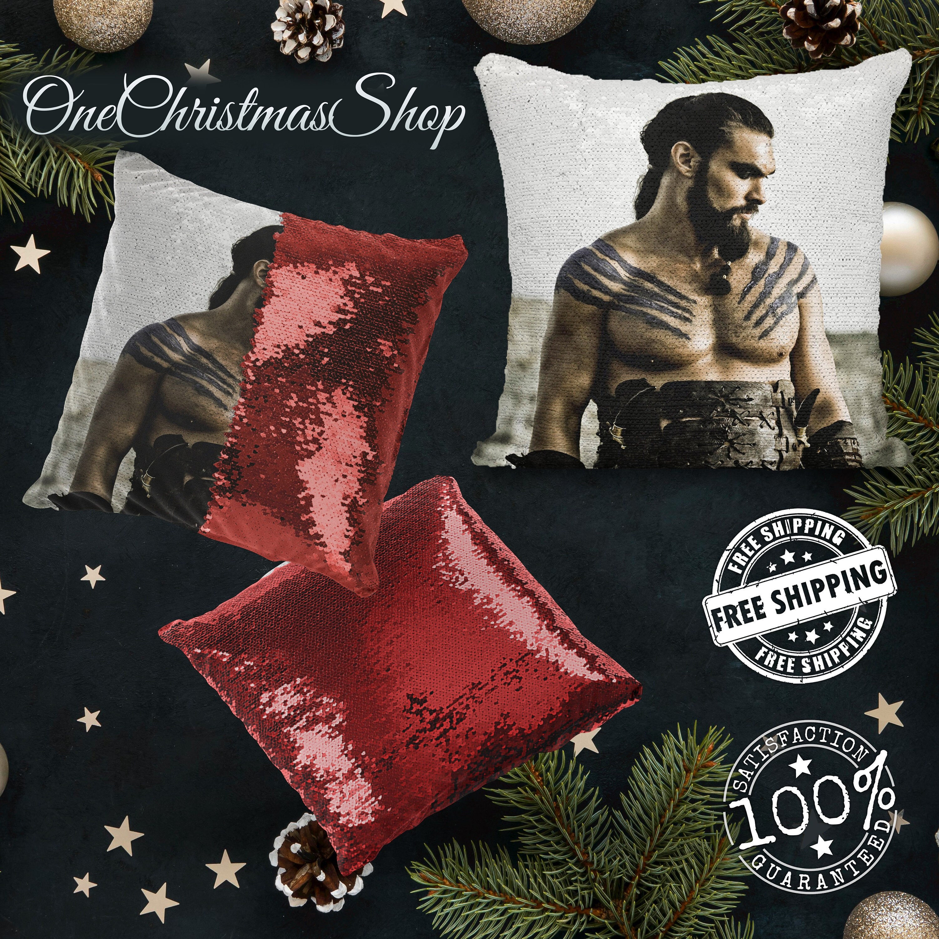 Jason Momoa Sequin Pillow Magic Pillow Magic Cushion Cover Etsy