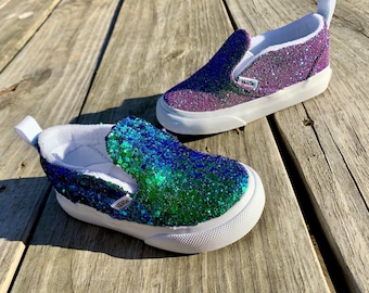 glitter checkered vans