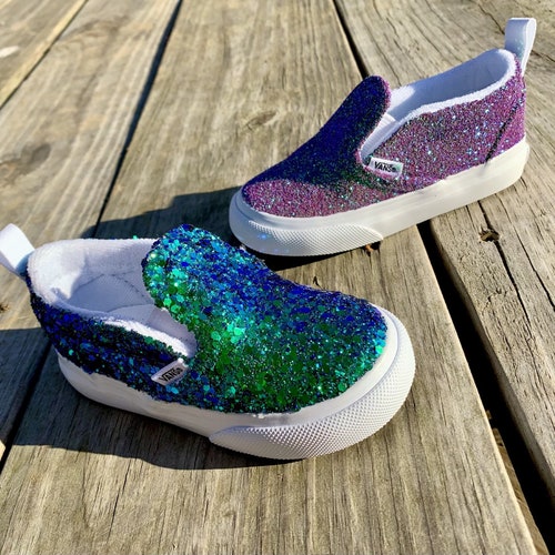 glitter vans slip ons