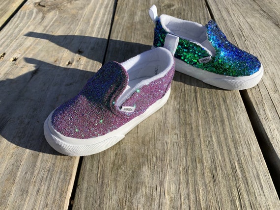 glitter vans slip ons
