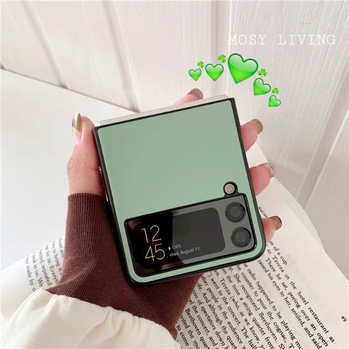 Sage Green Vegan Leather Case For Samsung Z Flip 3 Etsy Uk