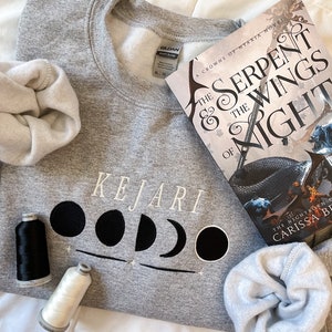 Officially Licensed The Serpent and the Wings of Night Embroidered Sweatshirt, Kejari Embroidered Sweatshirt, Crowns of Nyaxia Sweatshirt