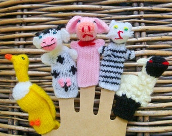 Set of Knitted Finger Puppets From the Andes