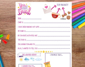 Fill In The Blank Camp Letter, Camp Note Printable, Summer Camp Stationery, Kids Sleepover Camp Notes, Gift For Camper,