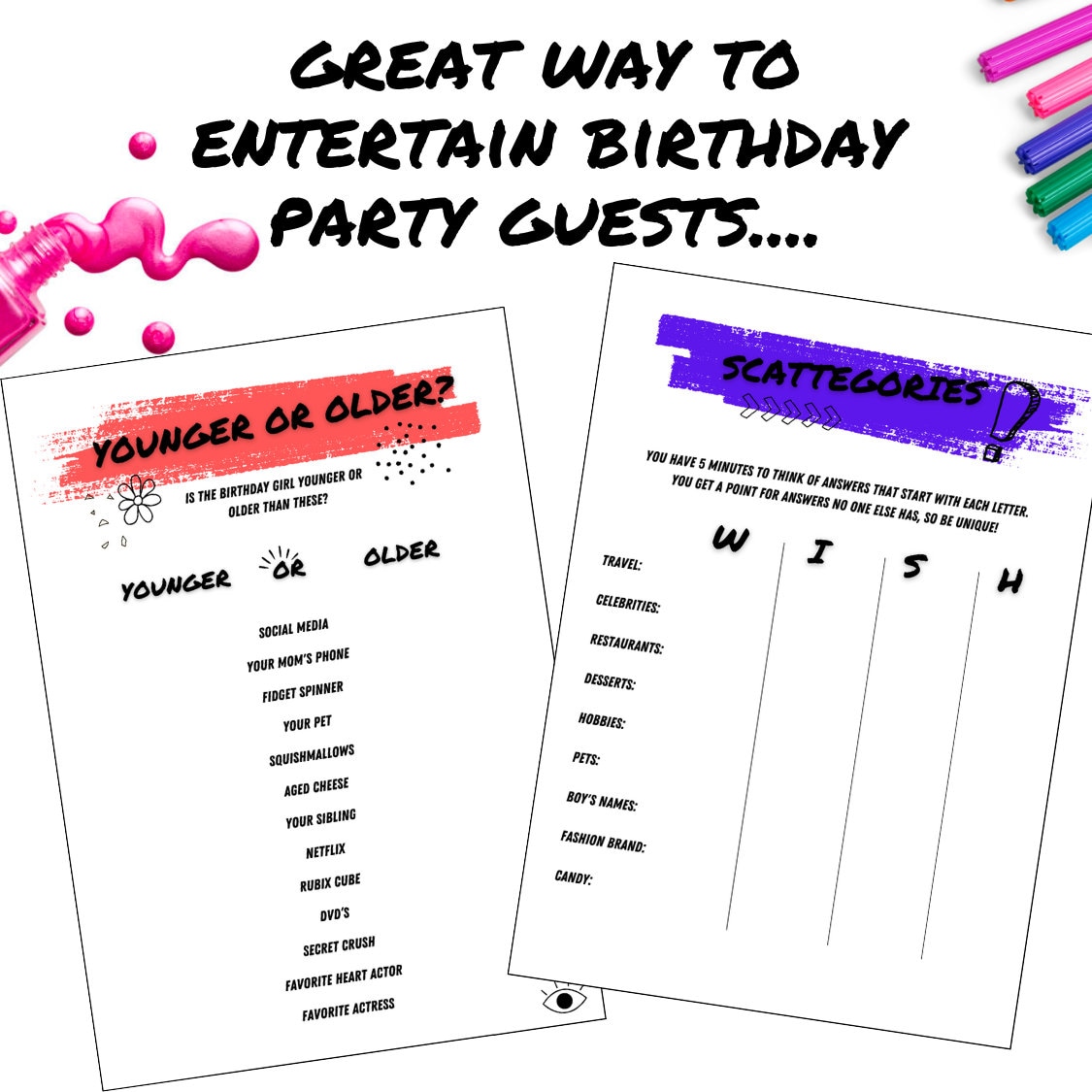 Tween &amp; Teen Girl Birthday Games, Party Games, Teenager Party Favor ...