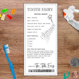 Editable Tooth Fairy Receipt Printable Certificate | First Tooth Lost | Realistic Tooth Fairy Letter | Kids Tooth Fairy Letter | Lost Tooth