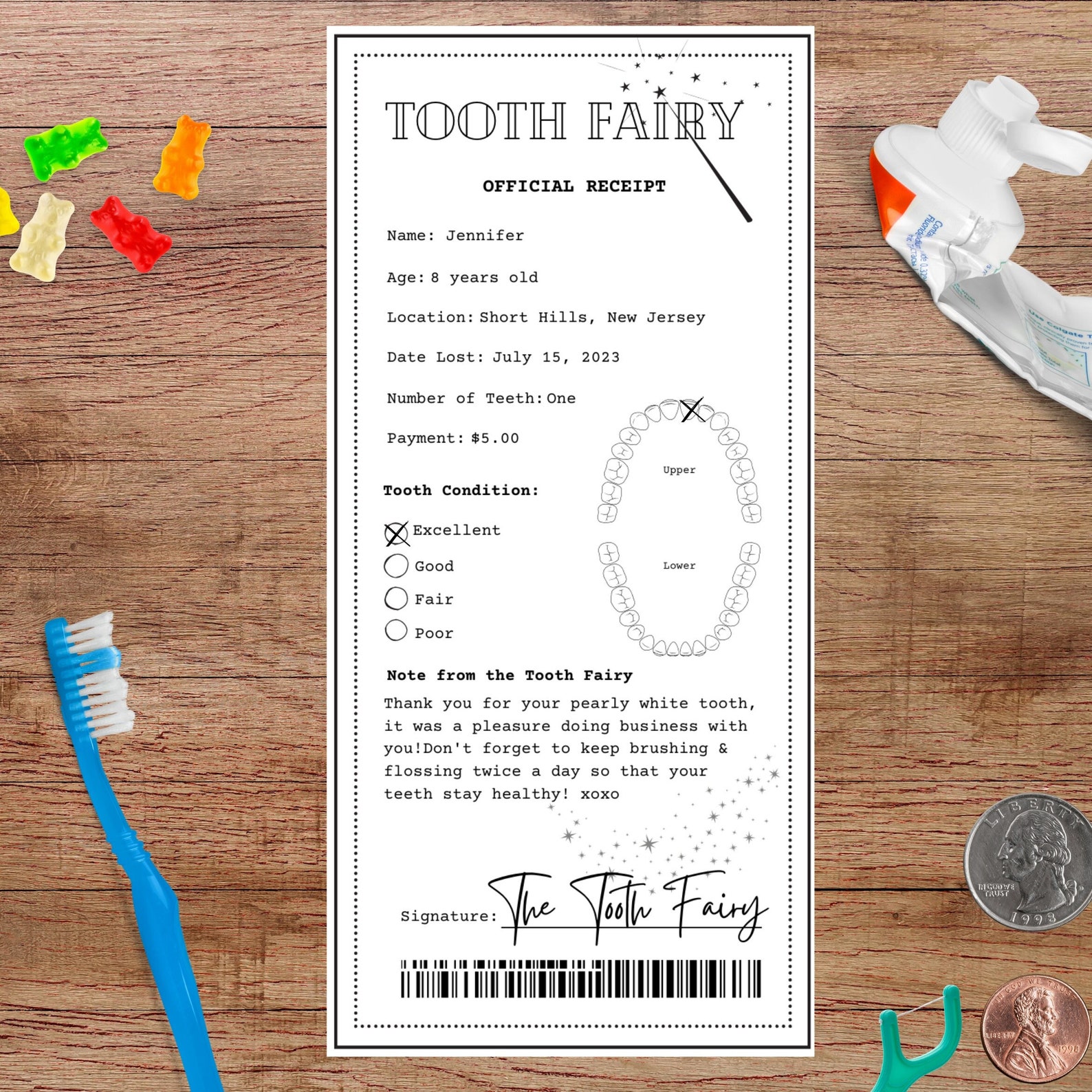Fill in the Blank Tooth Fairy Receipt Printable Certificate | First ...