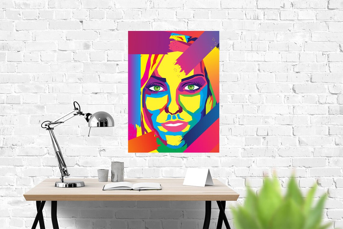 Colorful woman illustration art wall art digital download Etsy