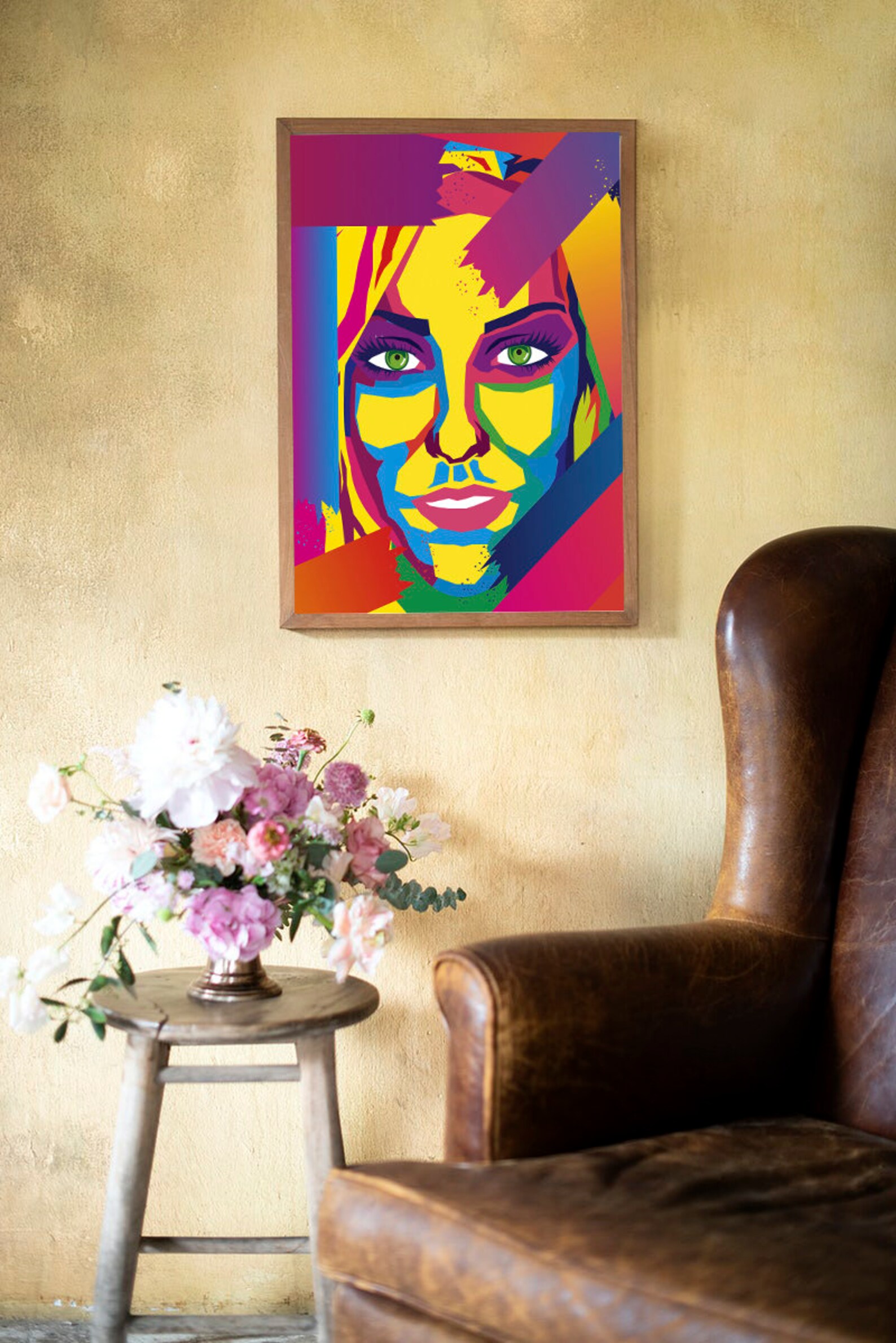 Colorful woman illustration art wall art digital download Etsy