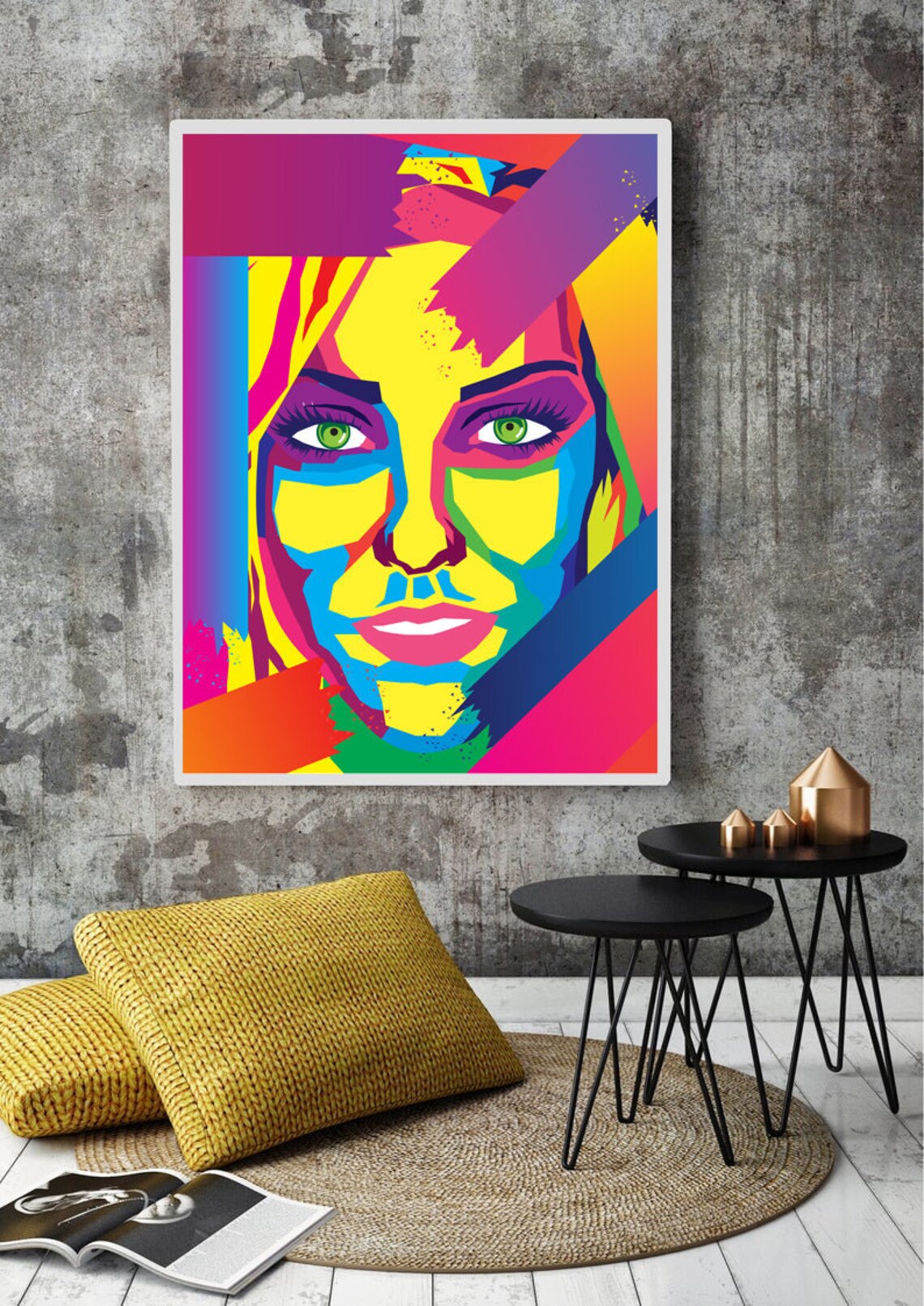 Colorful woman illustration art wall art digital download Etsy