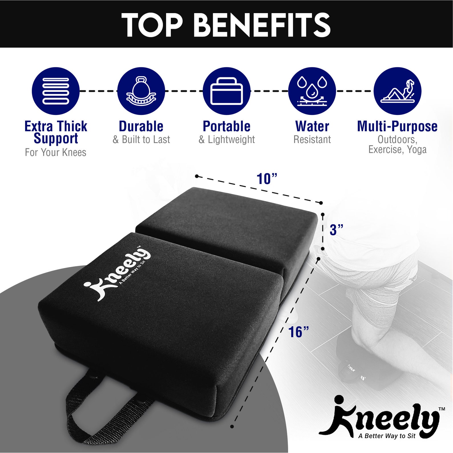 Kneely Kneeling Pad Extra Thick Memory Foam Garden Kneeler Etsy