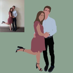 2 Person Custom Minimal Style Illustrations from Photo/Custom Illustration/Faceless Photo/Custom Art/Turn Photo Into A Drawing/ Christmas image 5