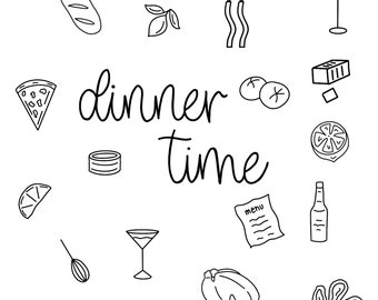 Dinner Time Artwork/ Minimal artwork/ favorite things/ trendy art/ aesthetic print/ minimal print/ minimal artwork/ minimal print/ dinner