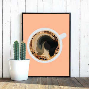 Coffee Wall Art/ Coffee Illustration/ Custom Coffee Art/ Coffee Swirl Wall Print/ Coffee Artwork/ Coffee Graphic/ Iced Coffee Artwork image 1