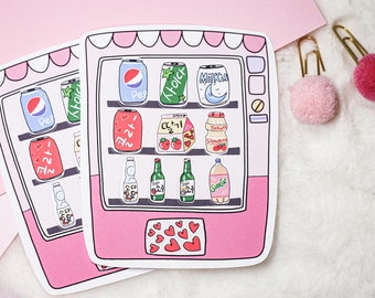 Pink Drink Vending Machine Sticker | Korean food Sticker, Asian Food Sticker, Soju, Cute Sticker | Premium High Quality Matte Sticker