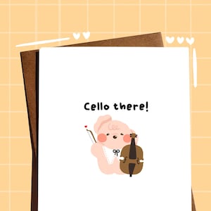 Violoncelo aí! Cartão de felicitações fofo, cartão de violoncelo, presente de instrumento, cartão de felicitações divertido, cartão de férias, estacionário fofo, cartão de scrapbook, cartão de aniversário