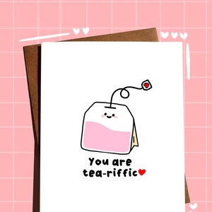 Grußkarte, Humor Karte, Tee Karte, Kawaii Karte, niedliche Karte, stationäre Karte, Spaß Karte, Jubiläumskarte, Feiertagskarte
