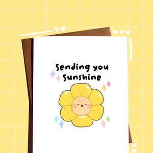 Enviando para você cartão Sunshine, cartão Sunshine, cartão comemorativo, cartão girassol, cartão fofo, cartão divertido, cartão estacionário, cartão de agradecimento