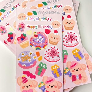 Happy Birthday Sticker, Sticker sheet, birthday sticker, birthday decoration sticker, planner sticker, cute sticker, cake sticker| Matte