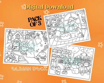 Halloween Pumpkin Coloring Pack of 3 | DIGITAL DOWNLOAD