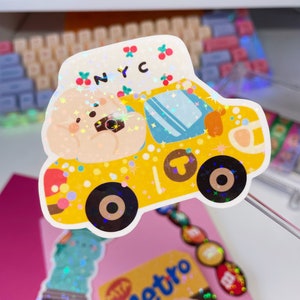 Adesivo taxi giallo, adesivo NYC, adesivo New York, adesivo Planner, adesivo bottiglia d'acqua, adesivo da viaggio, adesivo decorativo / glitter