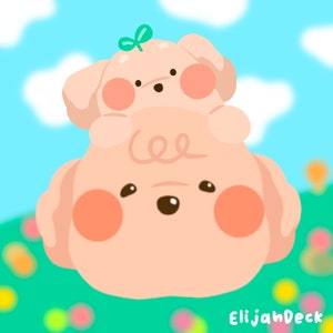 Adesivo Elijah e Borie, papel de carta fofo, adesivo de decoração de planejador, papel de carta Kawaii, flor, cachorro, animal de estimação, adesivo de cachorrinho, adesivo holográfico