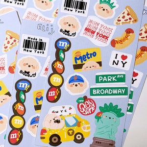 Hello New York City Sticker, New York Sticker, Tour Sticker, Reise Sticker, Dekoration Sticker, Süßer Aufkleber, Food Sticker, Pizza | Matt