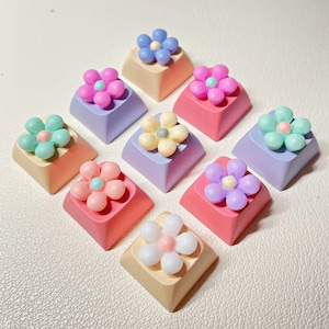 Flower Keycap, Cute Keycap, Colorful Keycap, Fun Keyboard, Cute Keyboard, Custom keyboard, Decorate desk, Cute desk decoration | Keycap
