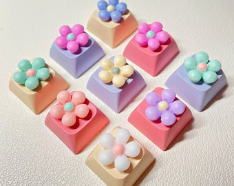 Flower Keycap, Cute Keycap, Colorful Keycap, Fun Keyboard, Cute Keyboard, Custom keyboard, Decorate desk, Cute desk decoration | Keycap