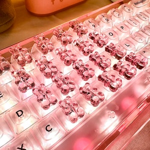 Transparent Pink Gummy Bear Keycap, Cute Keycap, Bear Keycap, Cute Keyboard, Custom Keycap, Acrylic Keycap