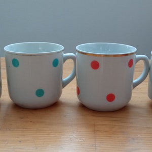 Vintage Set Polka Dots Tassen, Jugoslawien, 1960er Jahre