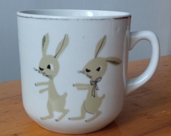 Taza de porcelana vintage, Easter Bunny Motive, Jugokeramika, Yugoslavia, década de 1960