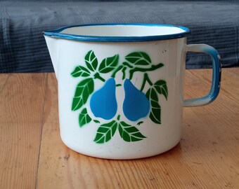 Vintage Enamel Jug, Vintage Enamel Pot, NaMa, Yugoslavia, 1960s