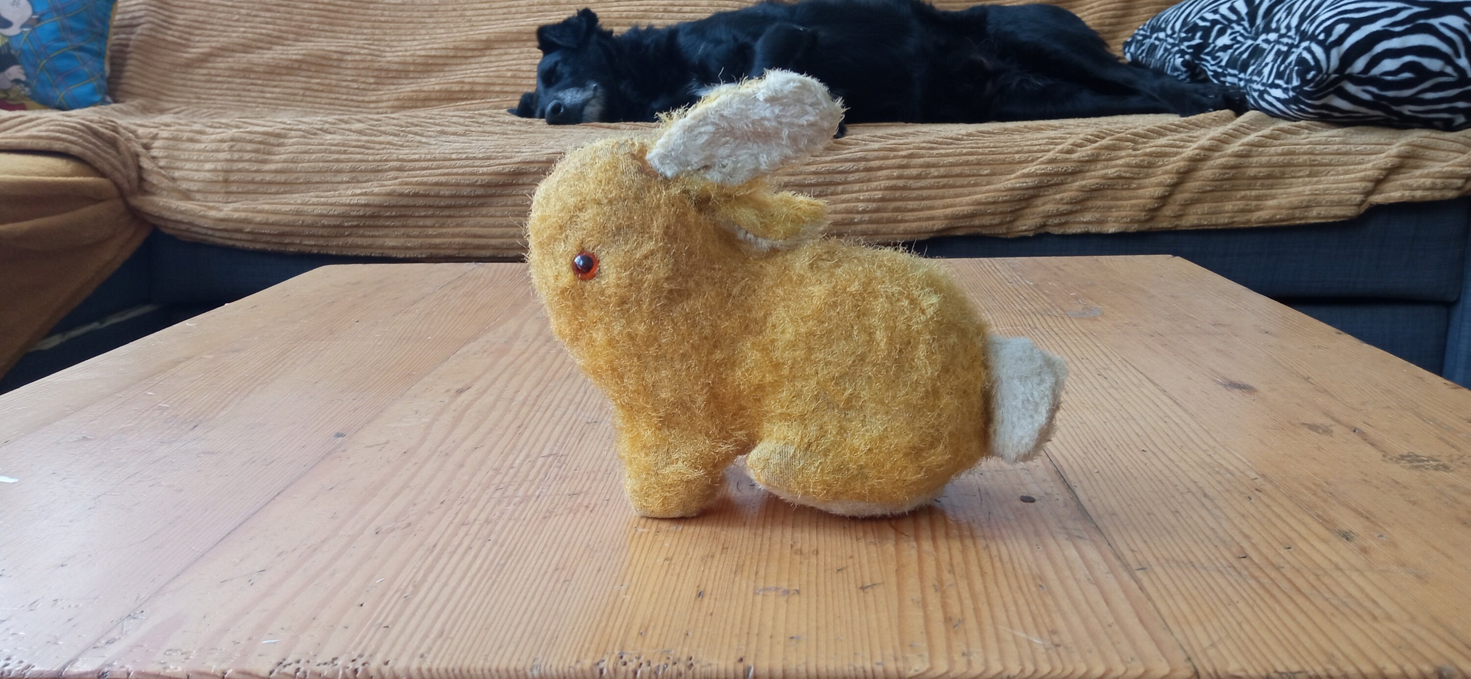 LAPIN PELUCHE ANCIEN 45 CM BON ETAT MARRON