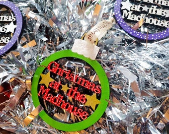 Hand painted Christmas baubles, Christmas at the mad house