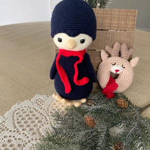 Handmade Crochet Christmas Penguin . Holiday Decoration or Gift. Christmas Decor.
