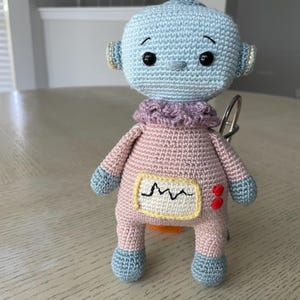 Handmade Crochet Robot Toy.Soft amigurumi toy. Nursery decor. Unique Gift for Kids.