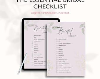 Bridal Essential Wedding Checklist, Wedding Checklist, Wedding Planner, Printable Wedding Checklist, Printable Checklist, Bridal Checklist
