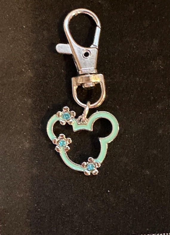 Mickey floral Charm (light blue/seafoam green)| Mickey Charm; Mickey  Keychain Mickey Bag Charm Mickey Phone Charm Mickey Luggage Charm