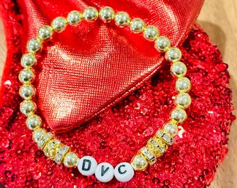 DVC yellow Gold plated Bracelet/Disney Vacation Club beaded charm stretch bracelet/DVC yellow gold bracelet