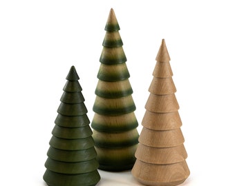 Set of 3 Christmas Trees in 3 finishes handcrafted from baseball bat blanks