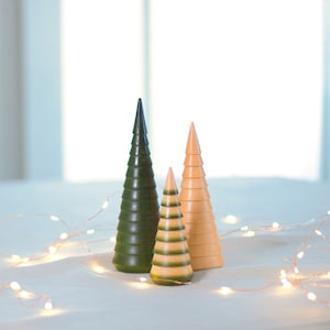 Upcycled Wooden Christmas Tree Set: Holiday Village Decor
