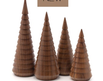 Walnut Wood Fir Trees in Four Sizes NEW